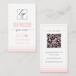 Tarjeta De Visita Modern Blush pink and white Logo Business Card