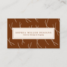 Tarjeta De Visita Modern Boho Abstract Lines Designer | Dark Brown