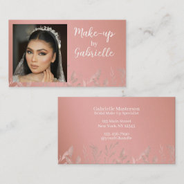 Tarjeta De Visita Modern Boho Botanical Photo Script Dusty Rose