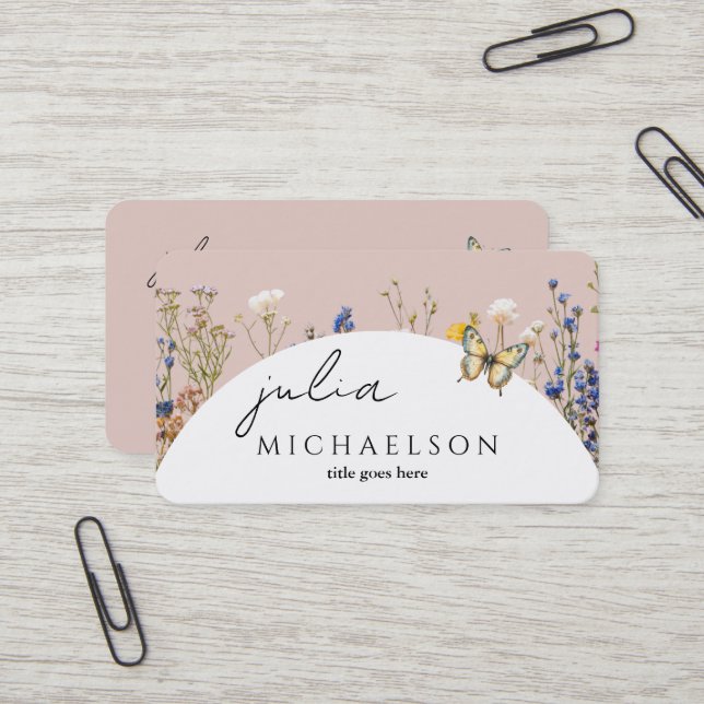 Tarjeta De Visita Modern Boho Flor Silvestre (Anverso/Reverso In Situ)