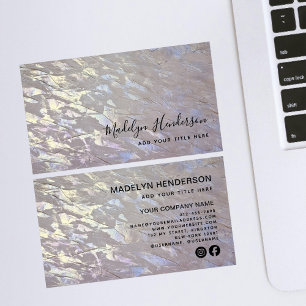 Tarjeta De Visita Modern Boho Gris Pincel Brillo Redes Sociales