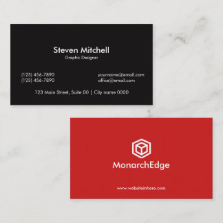 Tarjeta De Visita Modern Bold Black Red Creative Graphic Designer