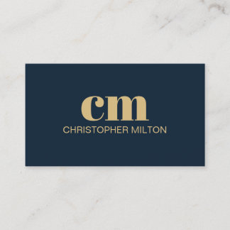 Tarjeta De Visita Modern Bold Monogram QR code Navy Blue Consultant