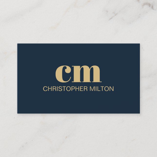Tarjeta De Visita Modern Bold Monogram QR code Navy Blue Consultant (Anverso)