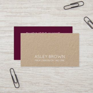 Tarjeta De Visita Modern Bordeaux Minimalist Kraft Consultant
