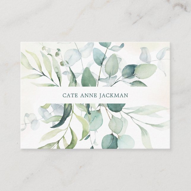 Tarjeta De Visita Modern Botanical Eucalyptus Greenery Elegant (Anverso)