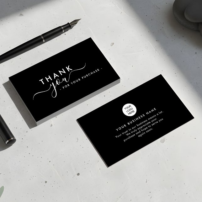 Tarjeta De Visita Modern Branded Sleek Black Thank You Business Card (Subido por el creador)