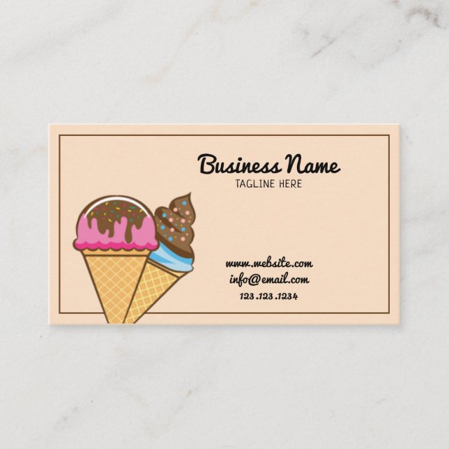 Tarjeta De Visita Modern Brown Sprinkles Ice Cream and Confectionery (Anverso)