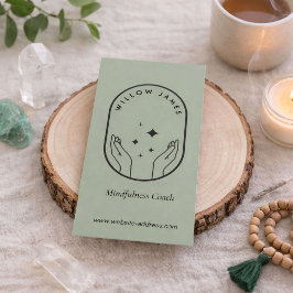 Tarjeta De Visita Modern Celestial Mindfulness Life Coach Sage Green