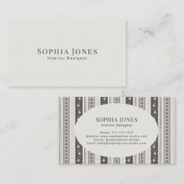 Tarjeta De Visita Modern Charcoal & Cream Scallop Stripe