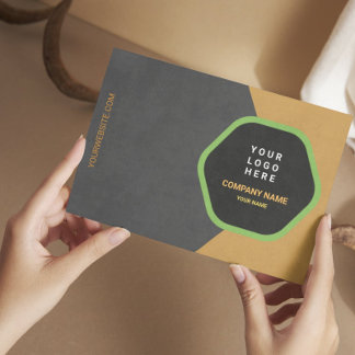 Tarjeta De Visita Modern Charcoal & Gold Design