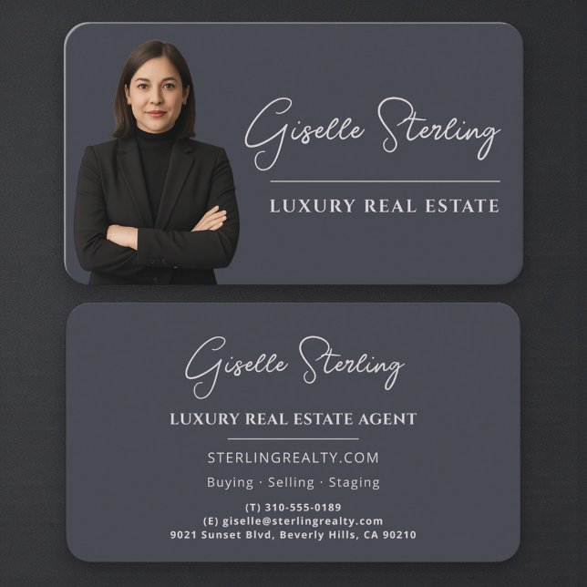 Tarjeta De Visita Modern Charcoal Grey Luxury Real Estate (Subido por el creador)