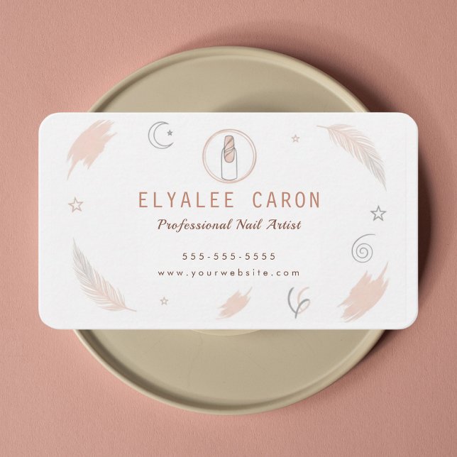 Tarjeta De Visita Modern Chic Boho Manicurist Artist Nail Tech (Subido por el creador)