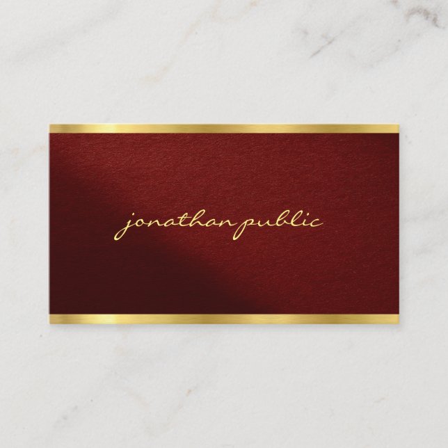 Tarjeta De Visita Modern Chic Elegant Gold Text Typography Script (Anverso)