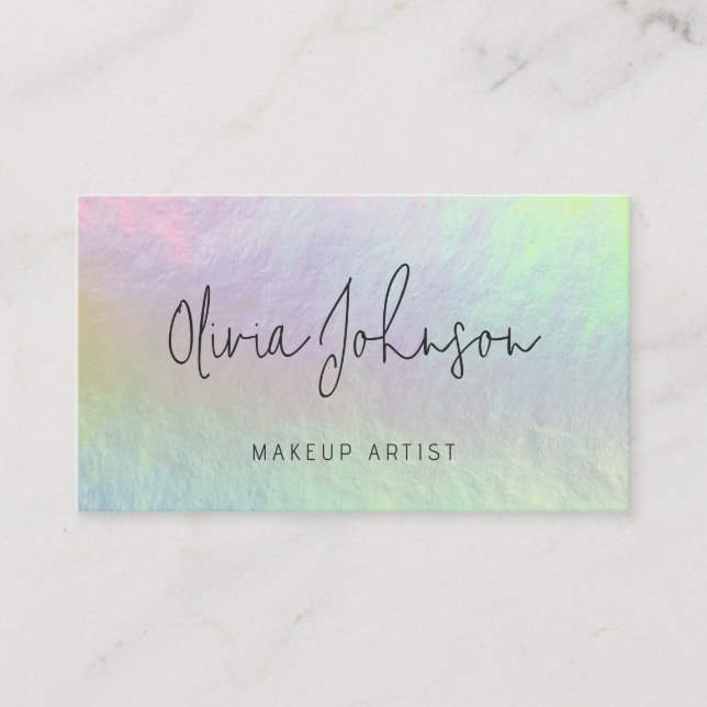 Tarjeta De Visita Modern Chic Holographic Opal Stone Business Card (Anverso)