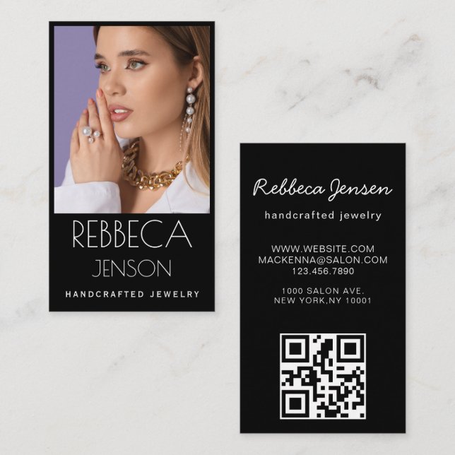 Tarjeta De Visita Modern Chic Jewelry Designer Business Card (Anverso / Reverso)