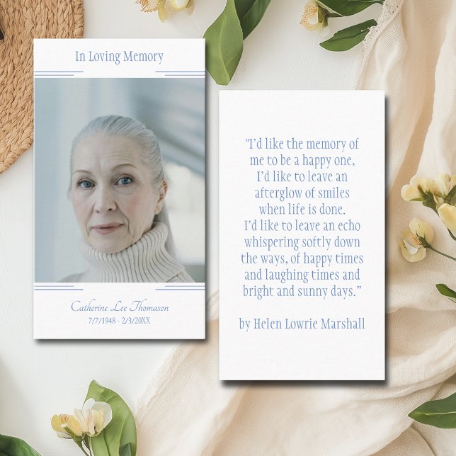 Tarjeta De Visita Modern Classic Photo In Loving Memory Prayer Card (Modern Classic Photo In Loving Memory Prayer Card
)