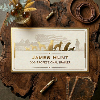 Tarjeta De Visita Modern Classy Dog Trainer Puppy Gold Business Card