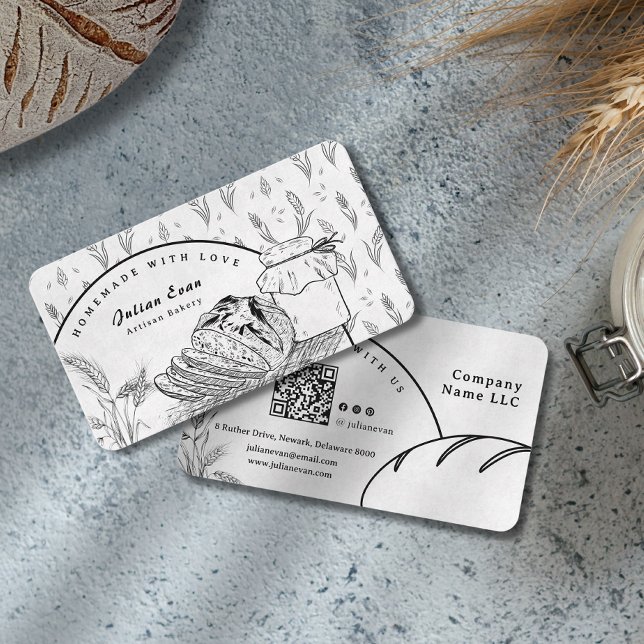 Tarjeta De Visita Modern Clean Hand Sketch Sourdough Homemade Bread (Modern Clean Hand Sketch Sourdough Homemade Bread Business Card)