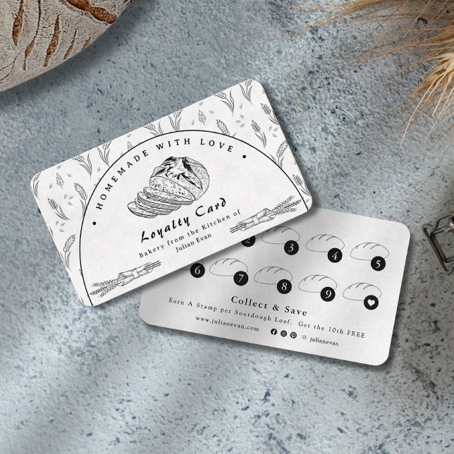 Tarjeta De Visita Modern Clean Homemade Sourdough Loyalty Card (Modern Clean Homemade Sourdough Loyalty Card)