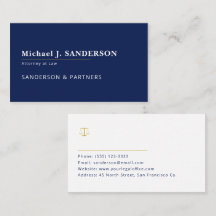 Modern clean navy blue attorney at law name