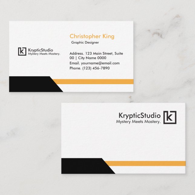 Tarjeta De Visita Modern Clean White Bold Geometric KrypticStudio (Anverso / Reverso)