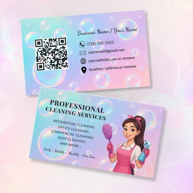 Tarjeta De Visita Modern Cleaning Service Business Card (Subido por el creador)