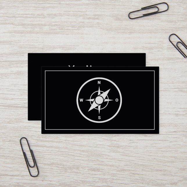 Tarjeta De Visita Modern Compass Gold Nautical Business Card (Anverso/Reverso In Situ)