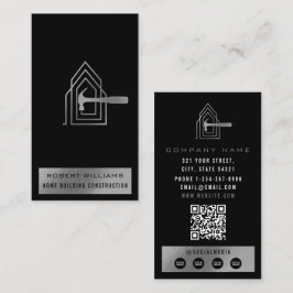 Tarjeta De Visita Modern Construction Black Silver Home Building Lux