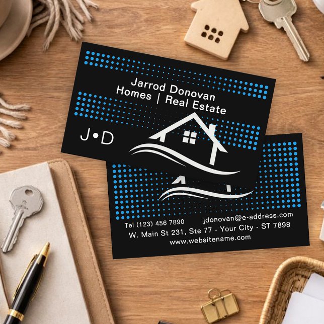 Tarjeta De Visita Modern Contemporary Azure Blue White Real Estate  (Subido por el creador)