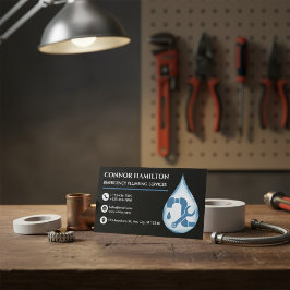 Tarjeta De Visita Modern Cool Blue Emergency Plumbing Services