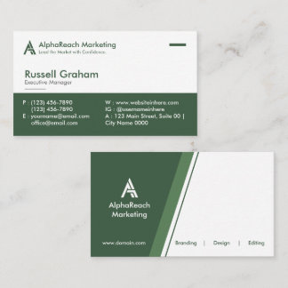 Tarjeta De Visita Modern Corporate Marketing Agents Green White 