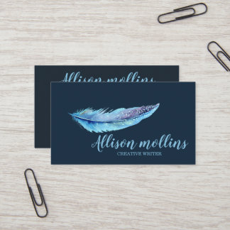 Tarjeta De Visita Modern Creative Writer Feather Logo