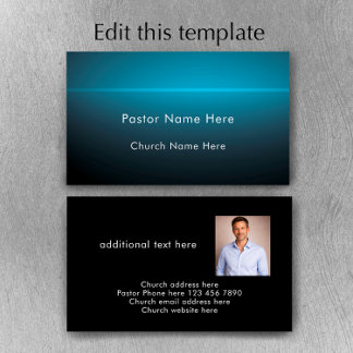 Tarjeta De Visita Modern Custom Text With Photo Church Pastor