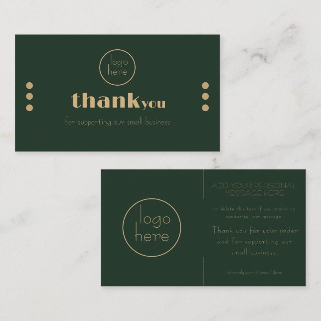 Tarjeta De Visita Modern Dark Green GoldTypography Business Logo Car (Anverso / Reverso)