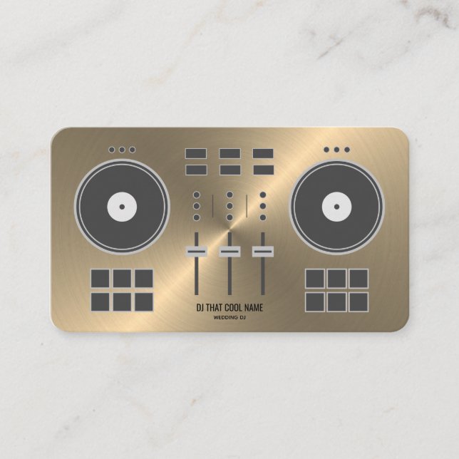 Tarjeta De Visita Modern DJ Controller 2020 - Gold Faux (Anverso)