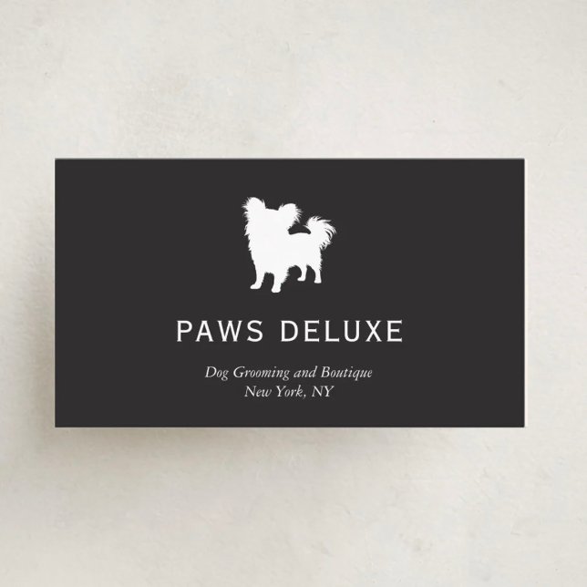 Tarjeta De Visita Modern Dog Grooming Silhouette Logo | Charcoal (Subido por el creador)