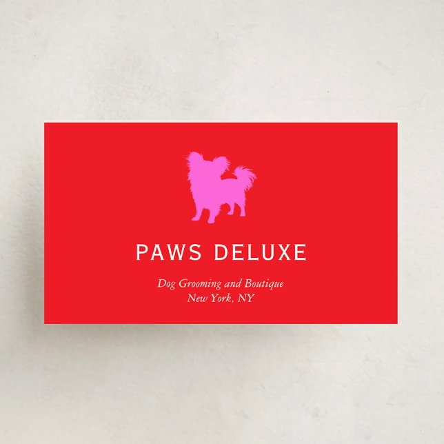 Tarjeta De Visita Modern Dog Grooming Silhouette Logo | Red (Subido por el creador)