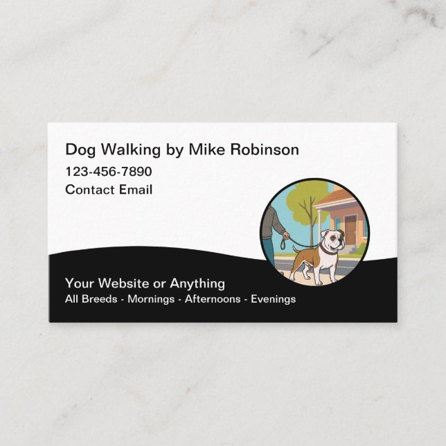 Tarjeta De Visita Modern Dog Walking Services Business Cards (Anverso)