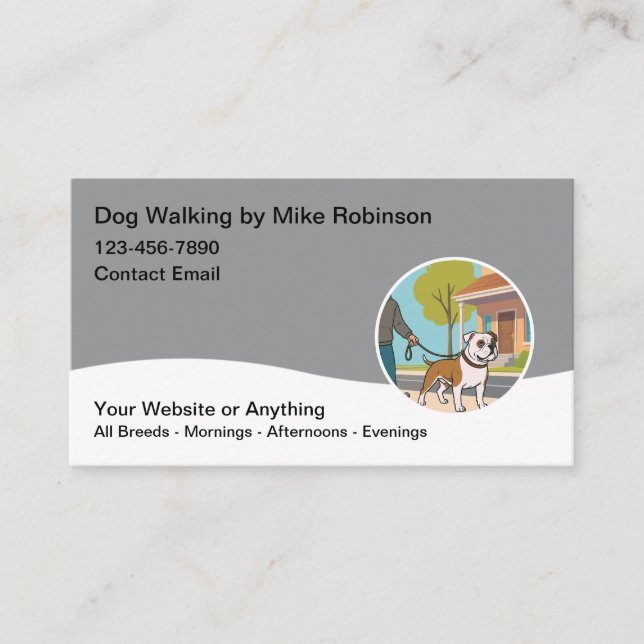 Tarjeta De Visita Modern Dog Walking Services Business Cards (Anverso)