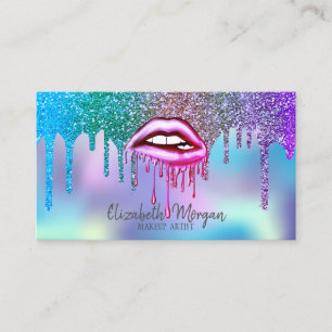 Tarjeta De Visita Modern Drips Holográfico Labios Metalizados que Go