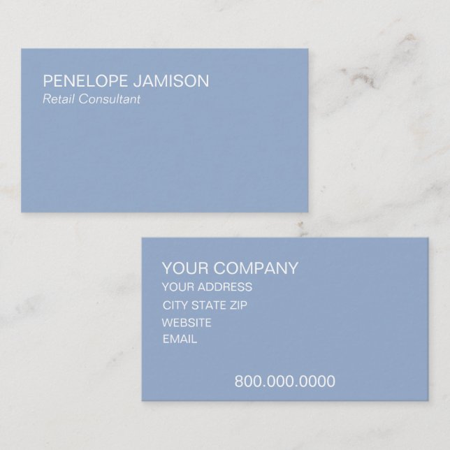 Tarjeta De Visita Modern Dusty Blue Minimalistic  (Anverso / Reverso)