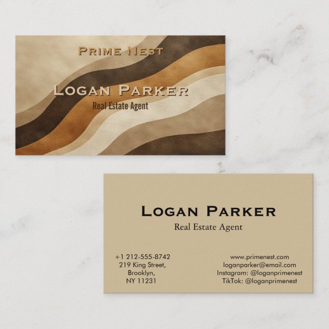 Tarjeta De Visita Modern Earth Tones Real Estate Agent Business Card (Anverso / Reverso)