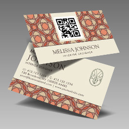 Tarjeta De Visita Modern Earthy Mosaic Interior Designer QR Code