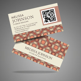 Tarjeta De Visita Modern Earthy Mosaic Interior Designer QR Code