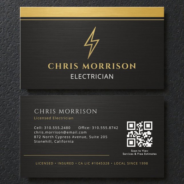 Tarjeta De Visita Modern Electrician QR Code (Subido por el creador)