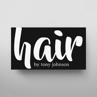 Tarjeta De Visita Modern Elegant Bold Black&White Hair Stylist