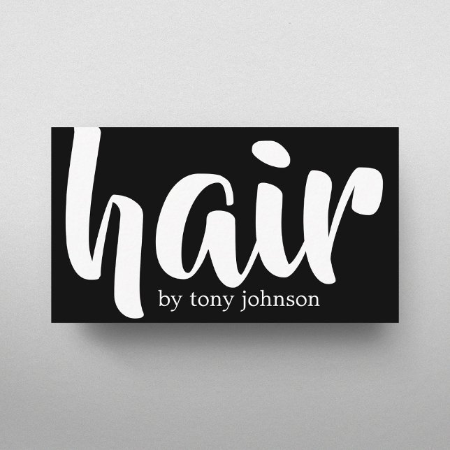 Tarjeta De Visita Modern Elegant Bold Black&White Hair Stylist (Subido por el creador)