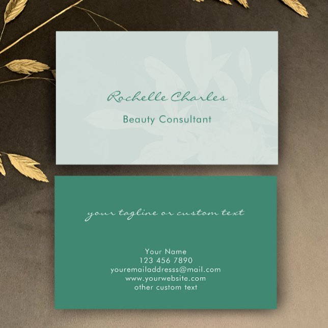 Tarjeta De Visita Modern Elegant Botanical Green Beauty Professional (Personalize this beautiful green business card template. Elegant eucalyptus botanical unique design.)