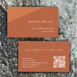 Tarjeta De Visita Modern Elegant Copper Tan QR Code 